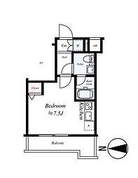 プレミアムキューブ大森本町 ワンルームの間取図画像