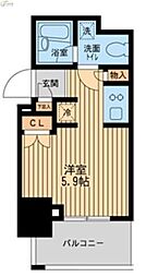 レジディア川崎 ワンルームの間取図画像