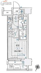 アーリアシティ川崎 1Kの間取図画像