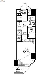 プレール・ドゥーク川崎 1Kの間取図画像