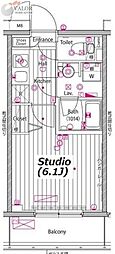ガーラ・プレシャス川崎 1Kの間取図画像
