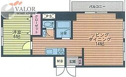 ミカドマンション 1LDKの間取図画像