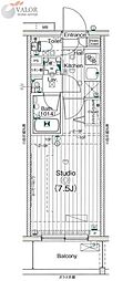 ガーラリバースクエア横濱南 1Kの間取図画像