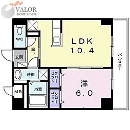 ラ・メッゾ 1LDKの間取図画像