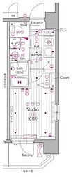 ガーラ・ヴィスタ川崎 1Kの間取図画像