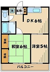 プリンスコート 2DKの間取図画像
