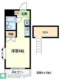 コーポ藤 2階1Kの間取り
