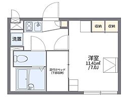 小田急小田原線 小田急相模原駅 徒歩20分の賃貸アパート 1階1Kの間取り