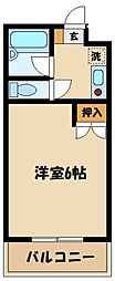 JR横浜線 古淵駅 徒歩16分の賃貸マンション 2階1Kの間取り