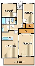 小田急小田原線 小田急相模原駅 徒歩9分の賃貸マンション 3階3LDKの間取り