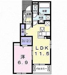 小田急小田原線 鶴川駅 バス17分 野津田車庫下車 徒歩6分の賃貸アパート 1階1LDKの間取り
