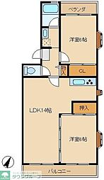 JR横浜線 成瀬駅 徒歩19分の賃貸マンション 1階2LDKの間取り
