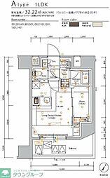 JR横浜線 町田駅 徒歩9分の賃貸マンション 14階1LDKの間取り