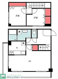 JR横浜線 成瀬駅 徒歩18分の賃貸マンション 4階2LDKの間取り