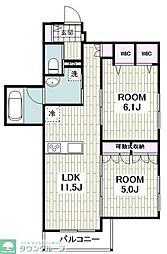 SETORA ART 2LDKの間取図画像