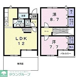 レスト南町田A 2LDKの間取図画像