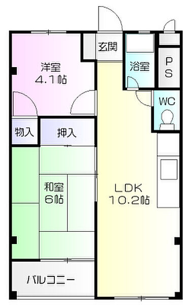 山手町コーポラスA棟 105｜神奈川県横浜市中区山手町(賃貸マンション2LDK・1階・42.91㎡)の写真 その2