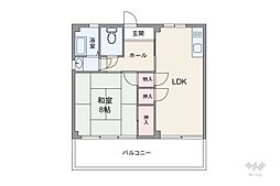 レジデンス摂津 1LDKの間取図画像