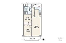 クローバーハイツ高槻総持寺 2LDKの間取図画像