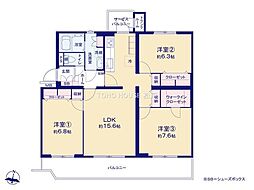 京成サンコーポ浦安9号棟 3LDKの間取図画像