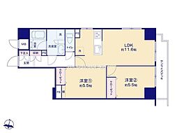 グランベールフォーシーズンズタワー 2LDKの間取図画像
