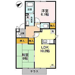 リバーサイド弐番館 2LDKの間取図画像