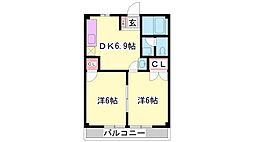 サンコートA 2DKの間取図画像