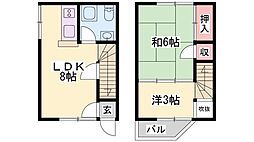 ビラージュ土居A棟 2LDKの間取図画像