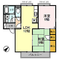サティ宝殿 2LDKの間取図画像