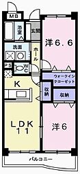 メゾン・ド・フレール 2LDKの間取図画像