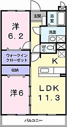 リバーサイドブライト 2LDKの間取図画像