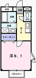 プロスパー汐咲 1Kの間取図画像