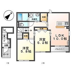 フェリシアス 2LDKの間取図画像