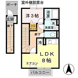 ダリアB 1LDKの間取図画像