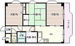 ヴィーブル新在家 3DKの間取図画像
