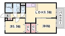 ピッケル加佐 2LDKの間取図画像