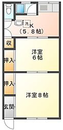 小東マンション 2DKの間取図画像