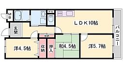 赤穂駅北ハイツ 3LDKの間取図画像