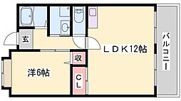 カインド小野 1LDKの間取図画像