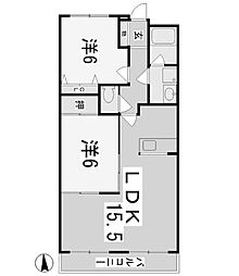 サンヒルズ・岡田 2LDKの間取図画像