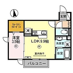 Villa正門通A 1LDKの間取図画像