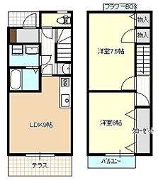 メゾンフロイデ3番館 2LDKの間取図画像