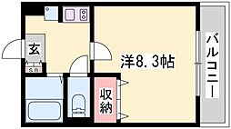 リッチウォーク市役所前B 1Kの間取図画像
