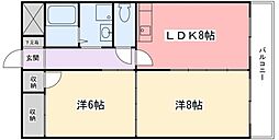 広畑中村コーポ 2LDKの間取図画像