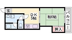 プレジデントふくなが 1DKの間取図画像