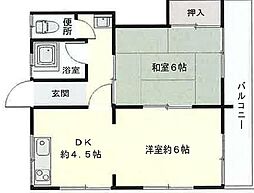 グリーンハイツ南棟 2Kの間取図画像