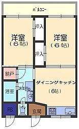 三木グリーンハイツ 2DKの間取図画像