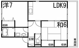 アミティやまと南棟 2LDKの間取図画像