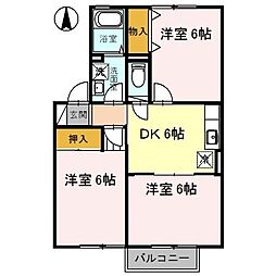 黒川グリーンハイツC棟 3DKの間取図画像