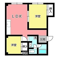 シャトゥ姫路 2LDKの間取図画像